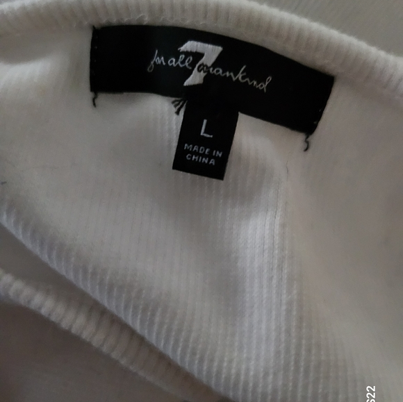 7 For All Mankind White Ribbed Bodysuits Size M Sleeveless Size L Elbow Short - Picture 7 of 16
